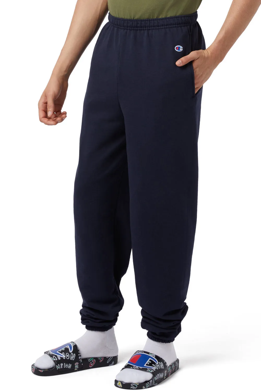 Champion Mens Powerblend Sweatpants w/ Pockets - Navy Blue - Closeout