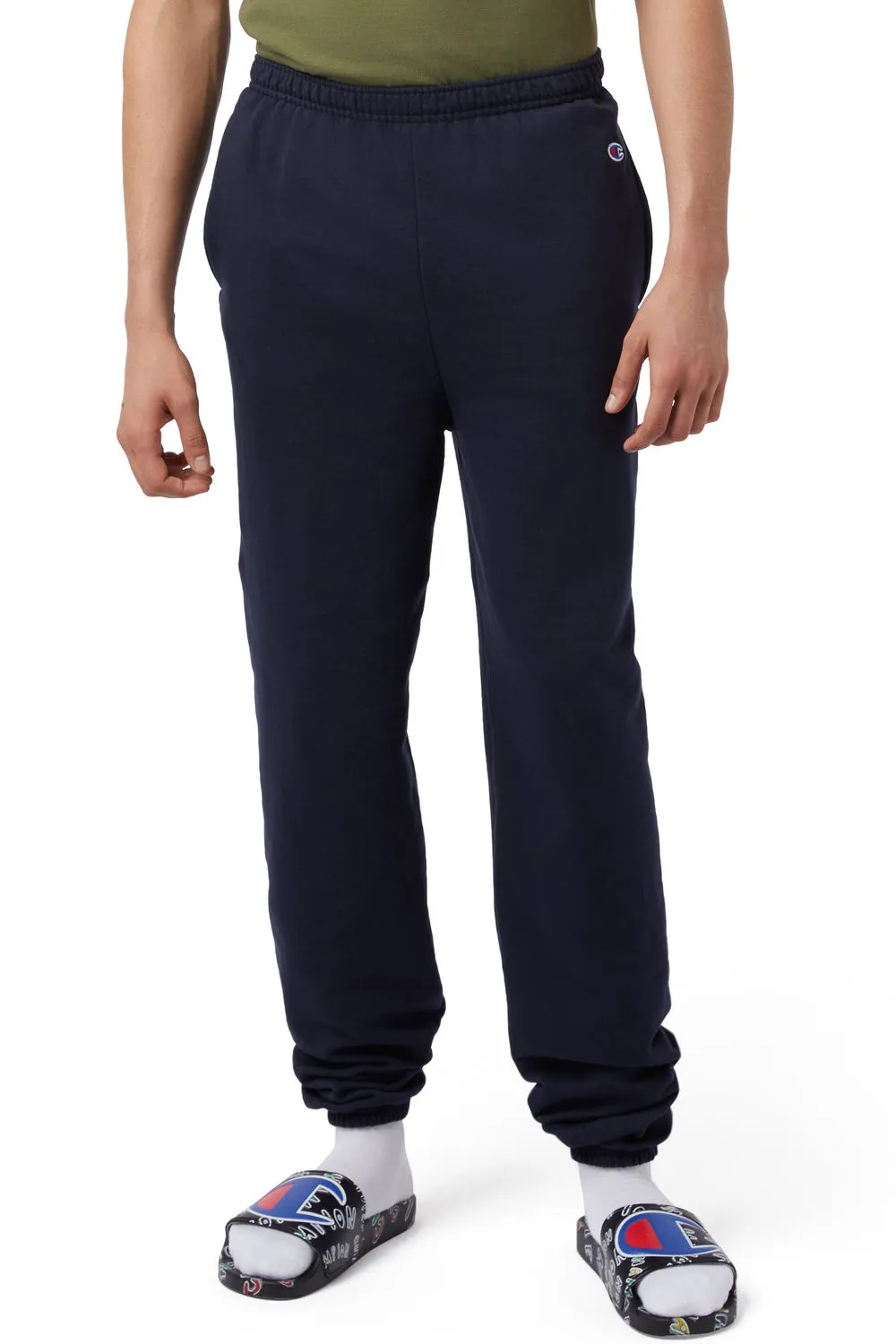 Champion Mens Powerblend Sweatpants w/ Pockets - Navy Blue - Closeout