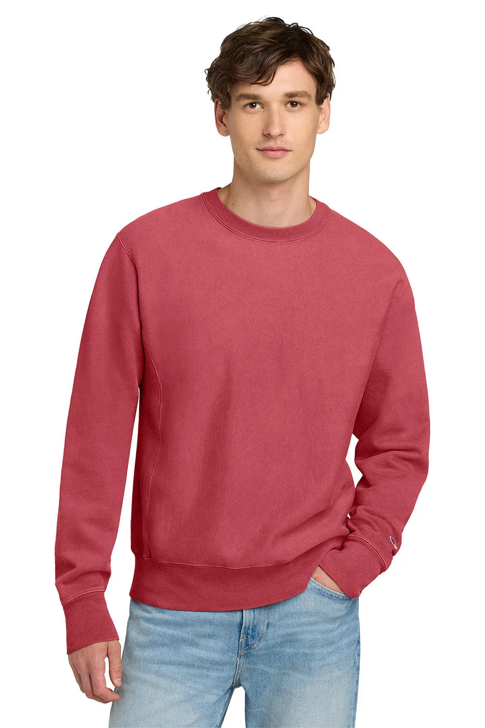Champion Mens Reverse Weave Garment Dyed Crewneck Sweatshirt - Crimson Red