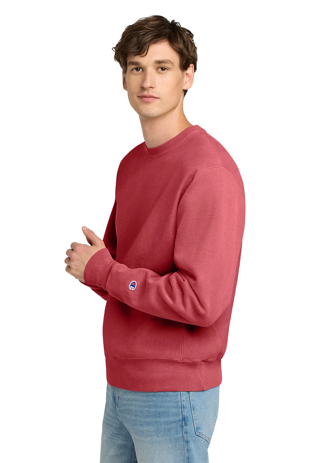 Champion Mens Reverse Weave Garment Dyed Crewneck Sweatshirt - Crimson Red