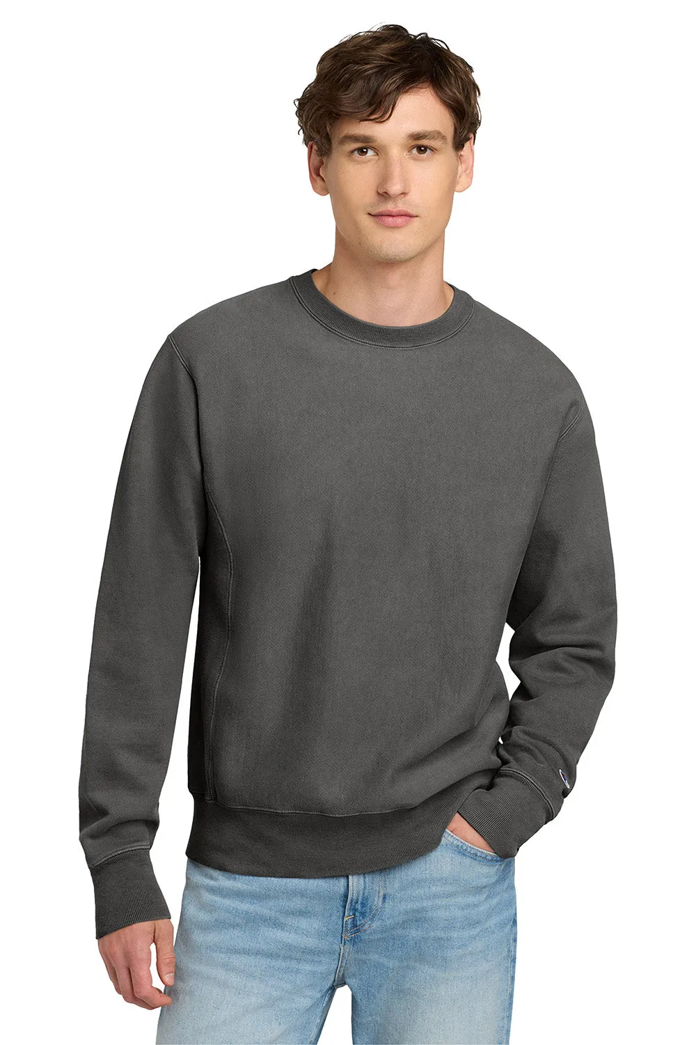 Champion Mens Reverse Weave Garment Dyed Crewneck Sweatshirt - New Railroad Grey