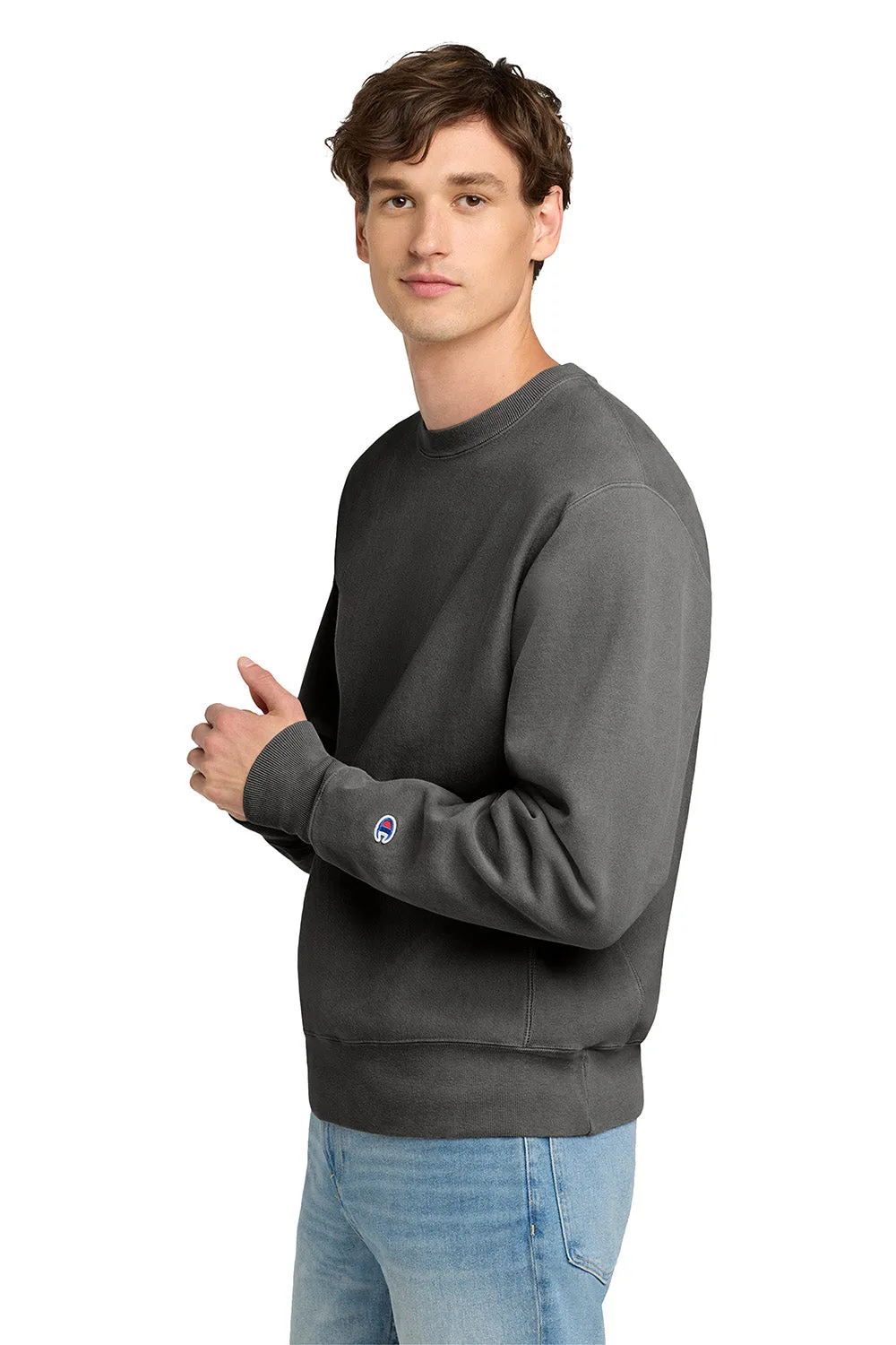 Champion Mens Reverse Weave Garment Dyed Crewneck Sweatshirt - New Railroad Grey