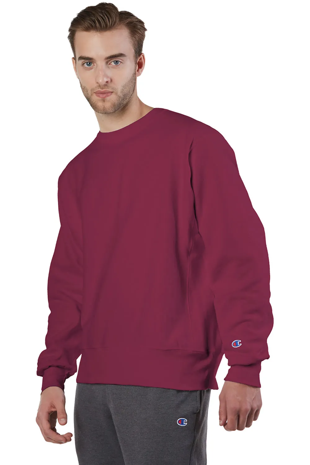 Champion Mens Shrink Resistant Crewneck Sweatshirt - Cardinal Red