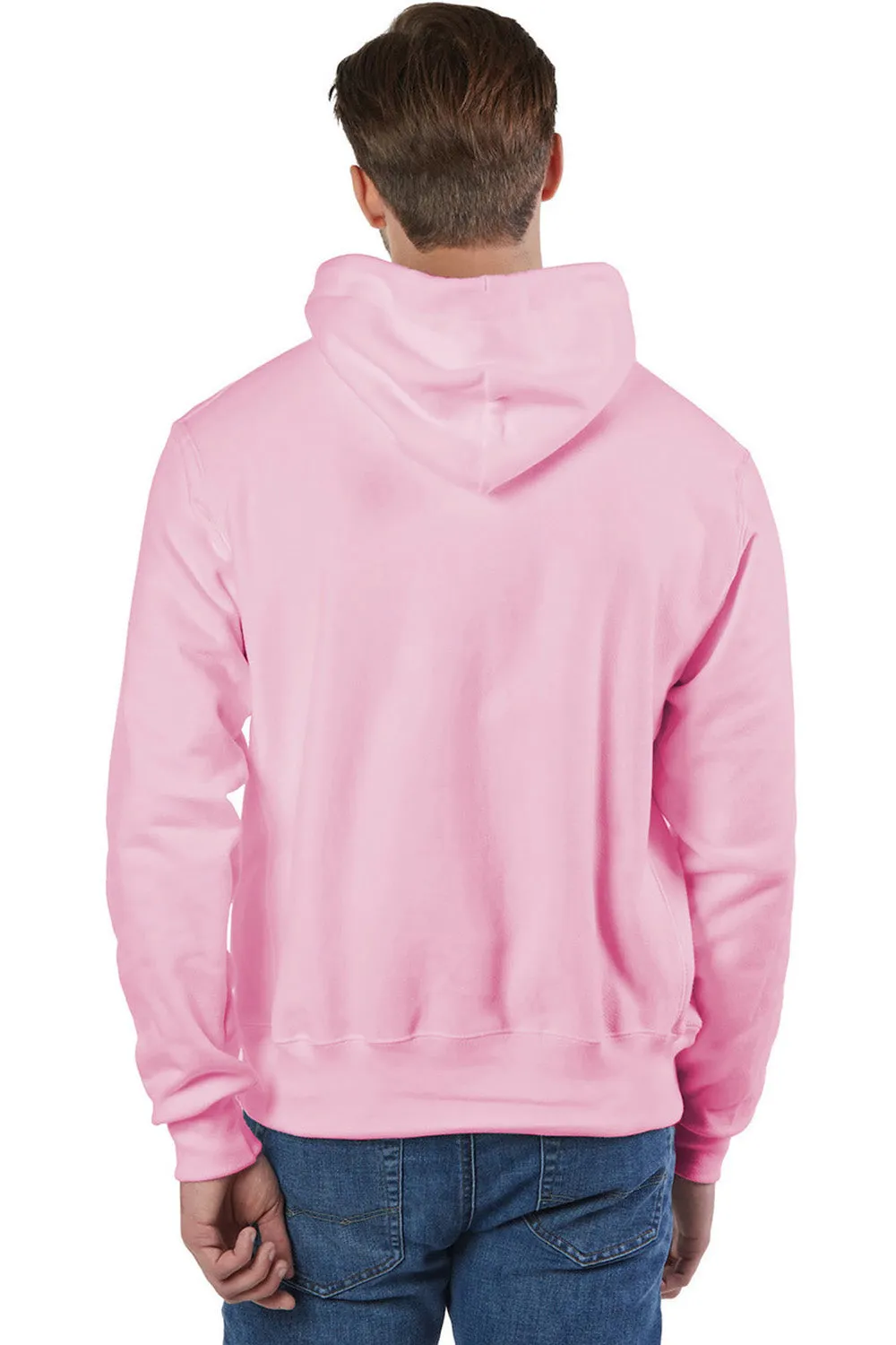Champion Mens Shrink Resistant Hooded Sweatshirt Hoodie w/ Pouch Pocket - Candy Pink