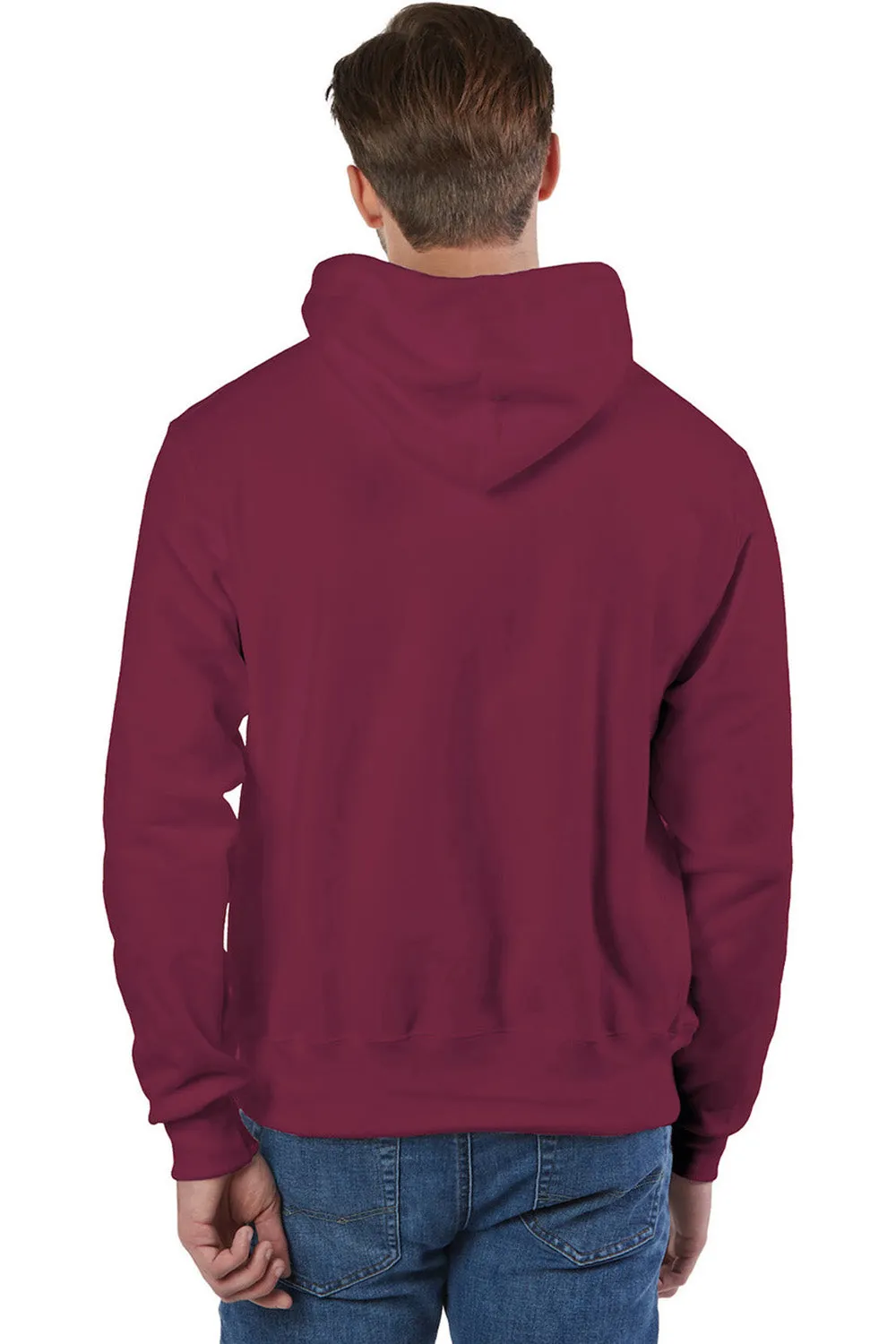 Champion Mens Shrink Resistant Hooded Sweatshirt Hoodie w/ Pouch Pocket - Cardinal Red