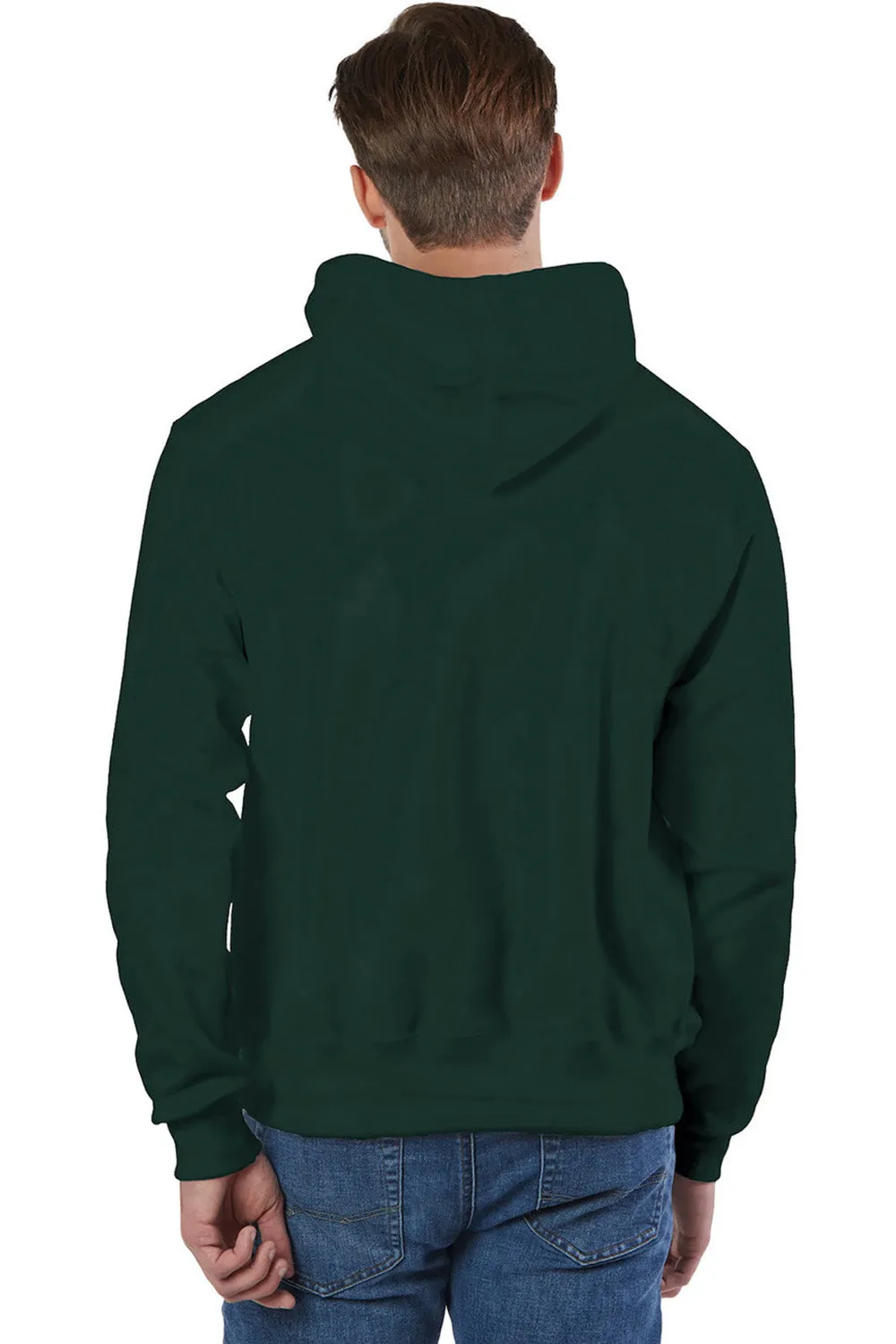 Champion Mens Shrink Resistant Hooded Sweatshirt Hoodie w/ Pouch Pocket - Dark Green