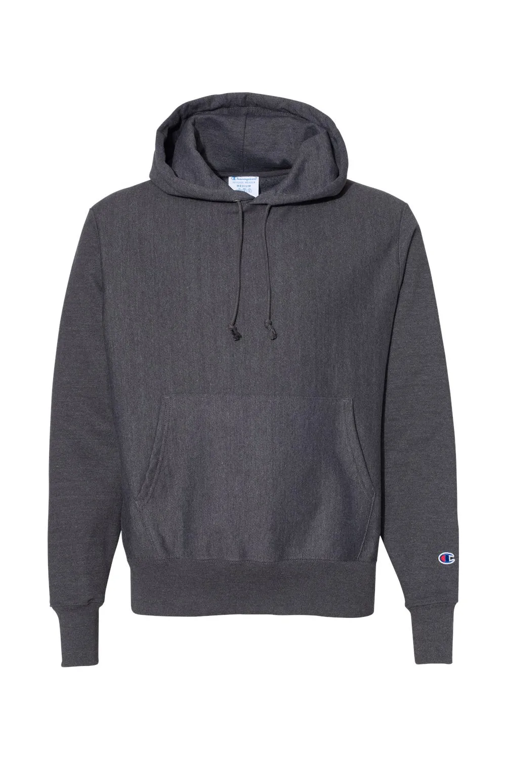 Champion Mens Shrink Resistant Hooded Sweatshirt Hoodie w/ Pouch Pocket - Heather Charcoal Grey