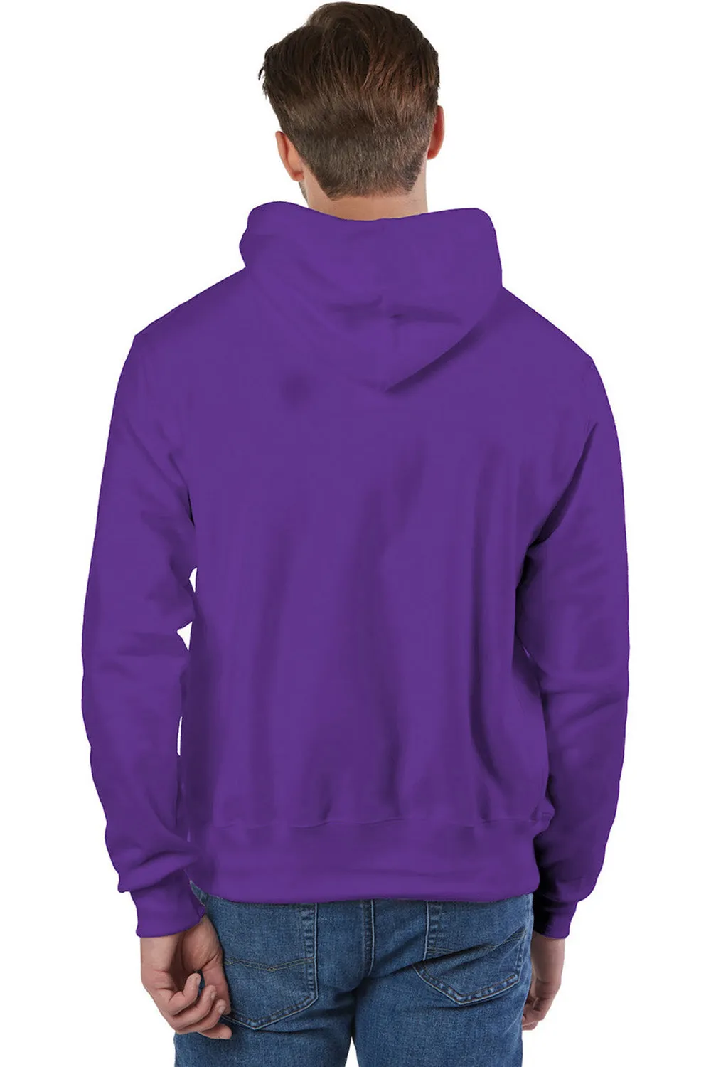Champion Mens Shrink Resistant Hooded Sweatshirt Hoodie w/ Pouch Pocket - Purple