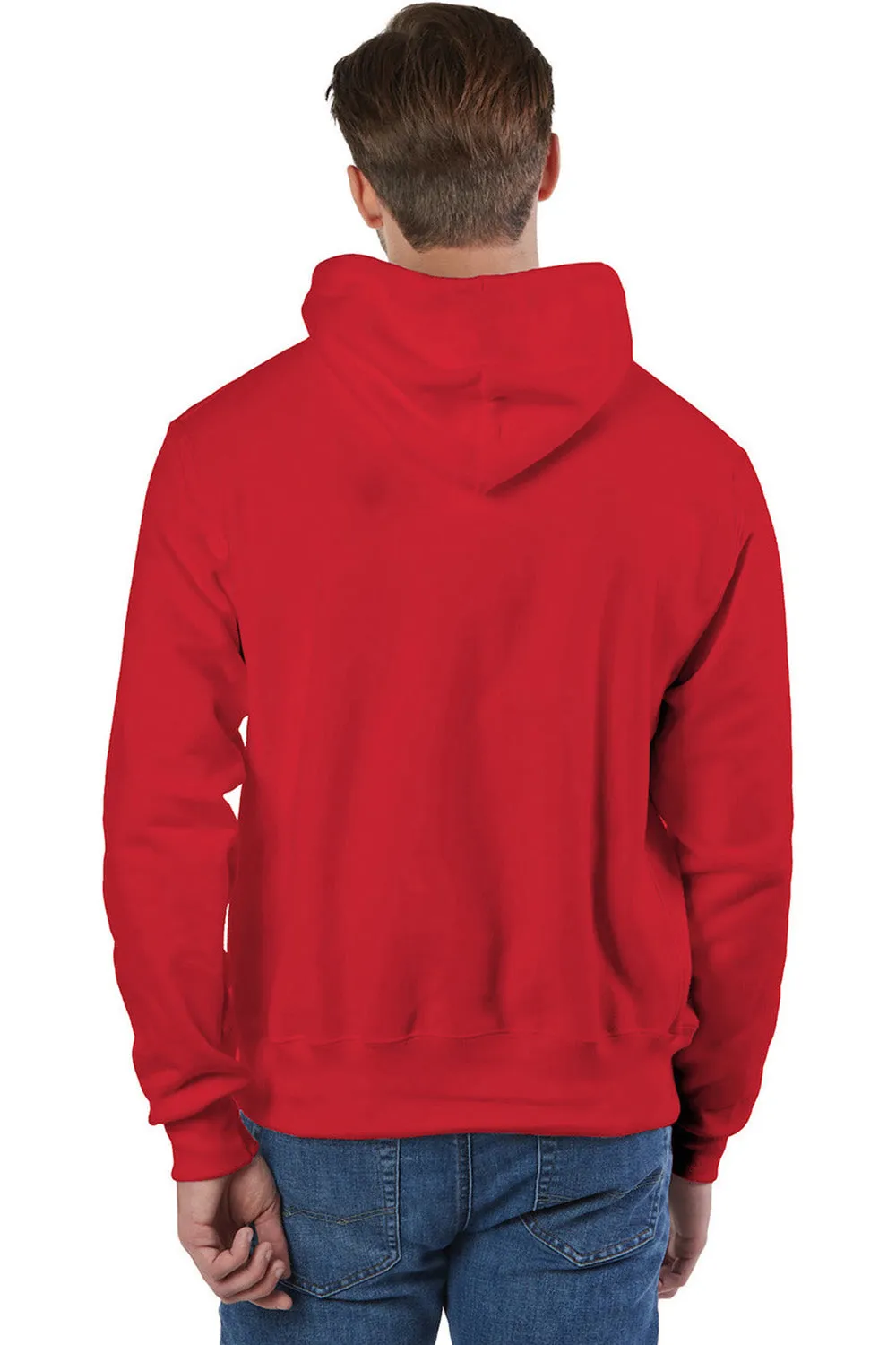 Champion Mens Shrink Resistant Hooded Sweatshirt Hoodie w/ Pouch Pocket - Scarlet Red