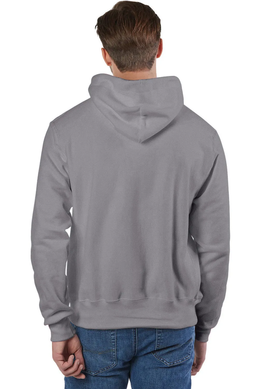 Champion Mens Shrink Resistant Hooded Sweatshirt Hoodie w/ Pouch Pocket - Stone Grey