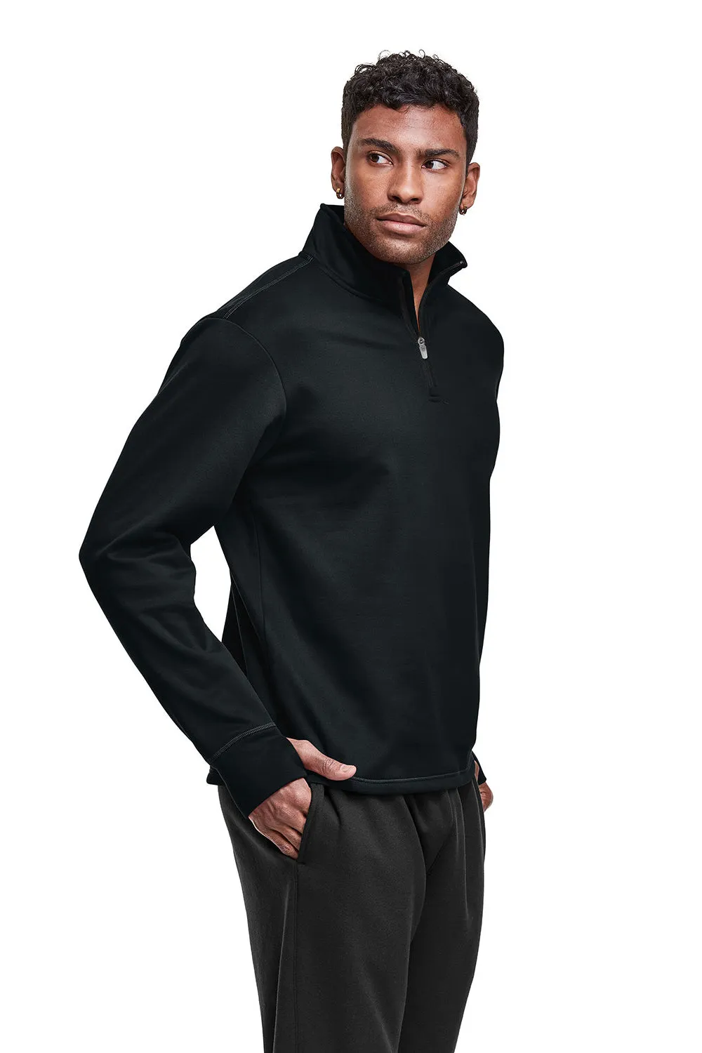 Champion Mens Sport 1/4 Zip Sweatshirt - Black - Closeout