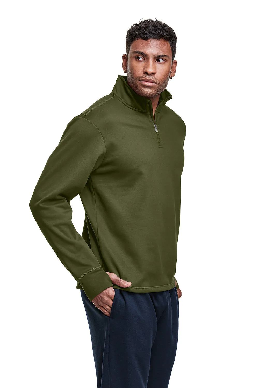 Champion Mens Sport 1/4 Zip Sweatshirt - Fresh Olive Green - Closeout