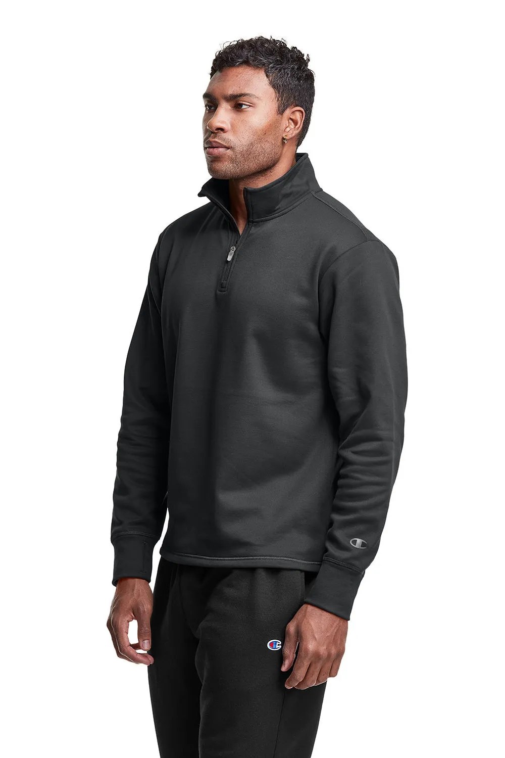 Champion Mens Sport 1/4 Zip Sweatshirt - Stealth Grey - Closeout
