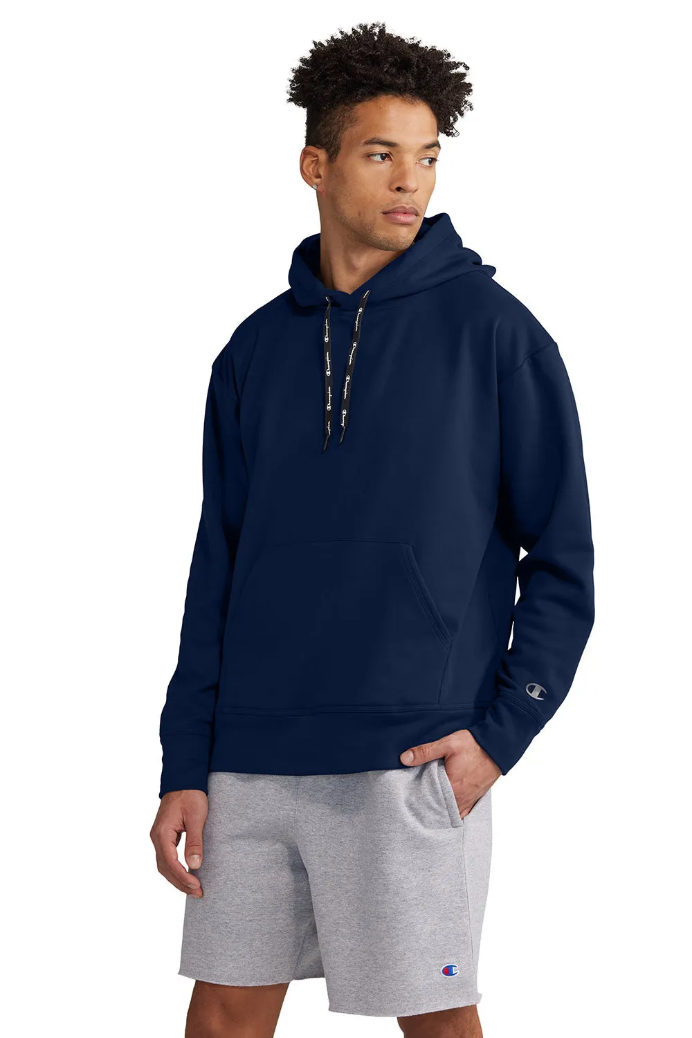 Champion Mens Sport Hooded Sweatshirt Hoodie w/ Pouch Pocket - Navy Blue - Closeout