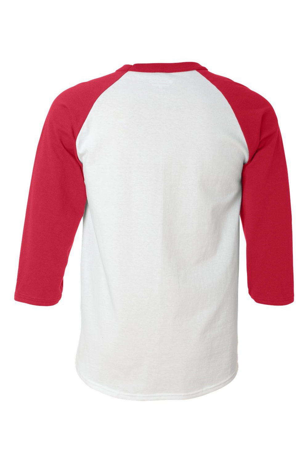 Champion Mens 3/4 Sleeve Crewneck T-Shirt - White/Scarlet Red