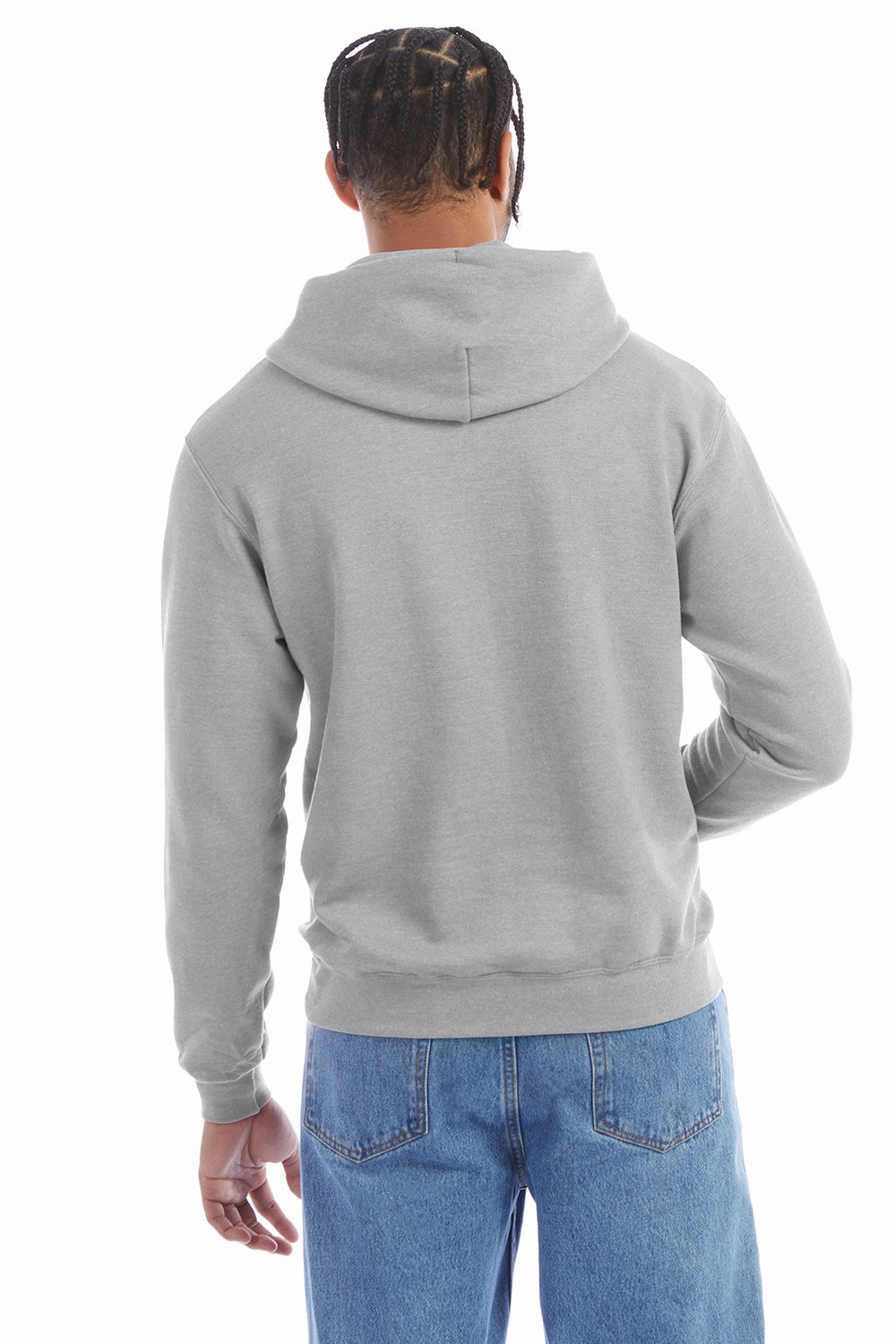 Champion Mens Double Dry Eco Moisture Wicking Fleece Hooded Sweatshirt Hoodie w/ Pouch Pocket - Light Steel Grey
