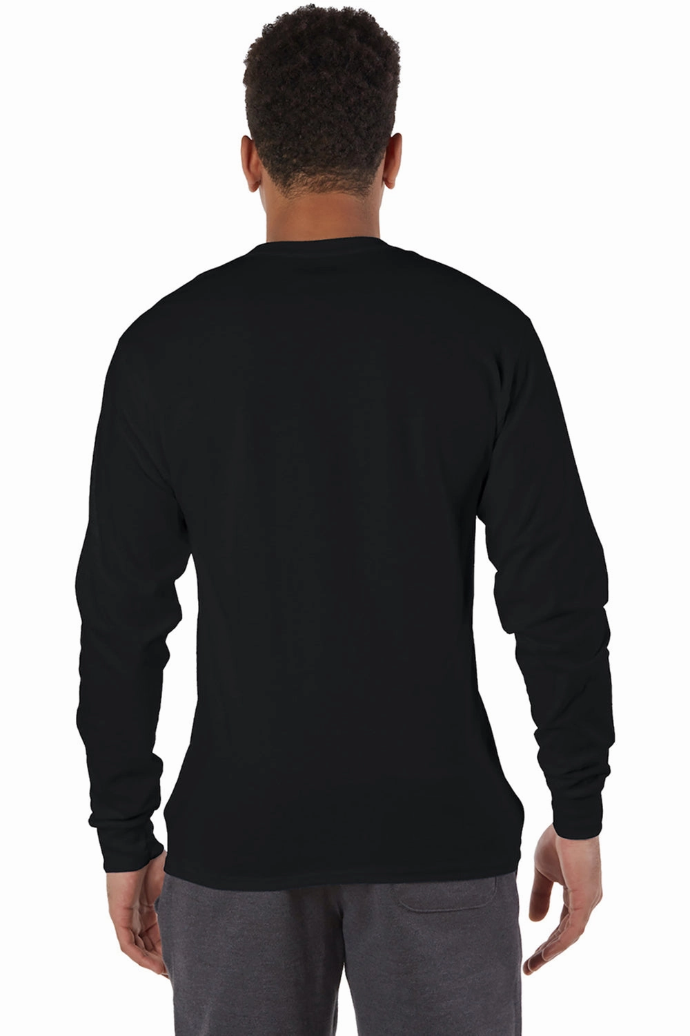 Champion Mens Long Sleeve Crewneck T-Shirt - Black - Closeout