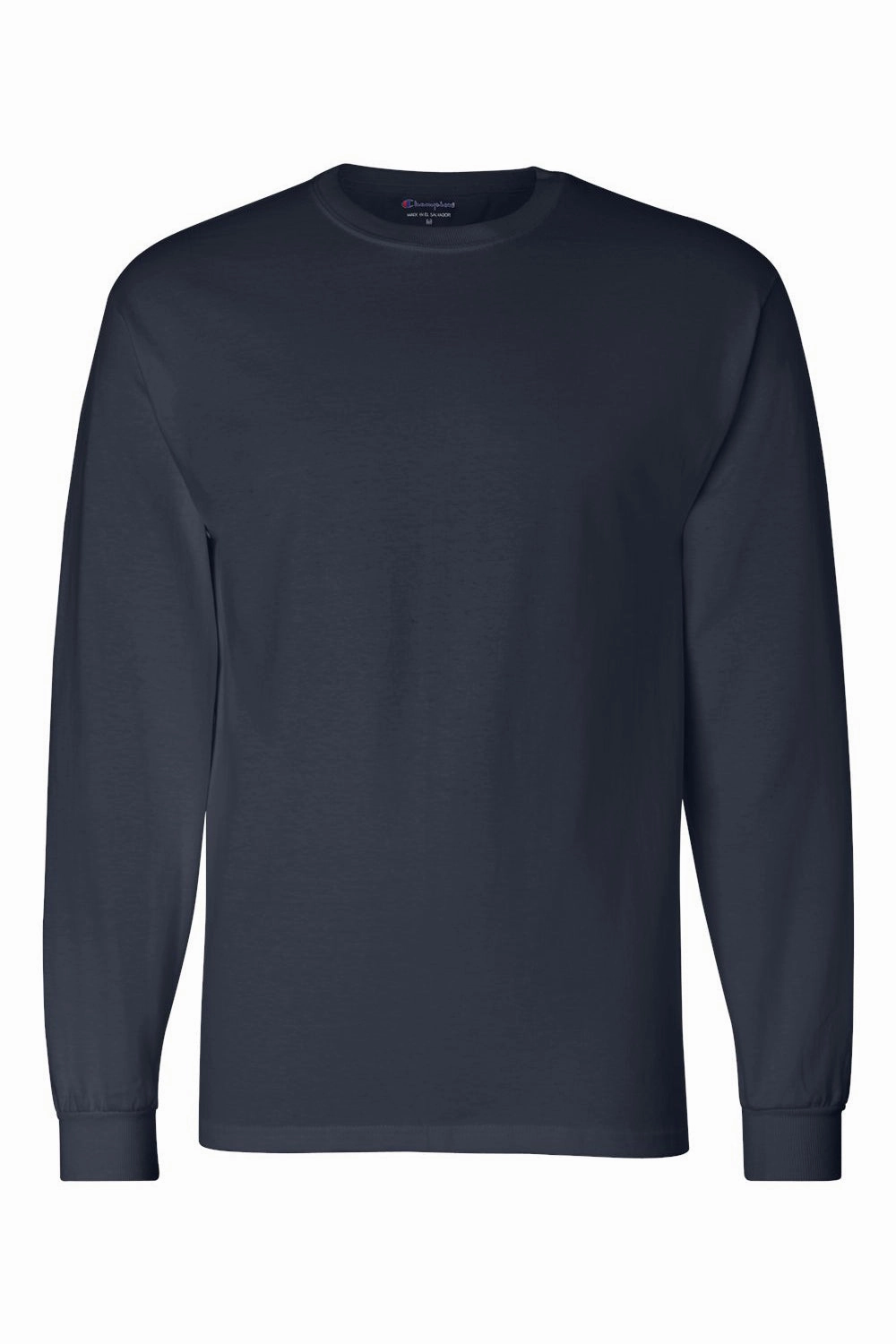 Champion Mens Long Sleeve Crewneck T-Shirt - Navy Blue - Closeout