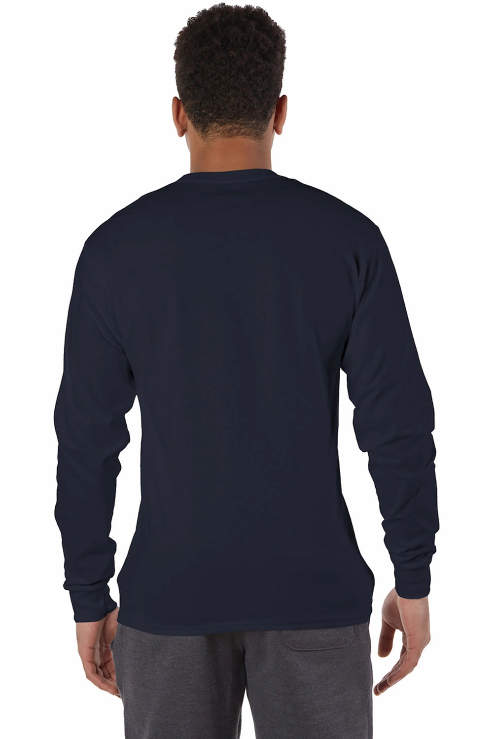 Champion Mens Long Sleeve Crewneck T-Shirt - Navy Blue - Closeout