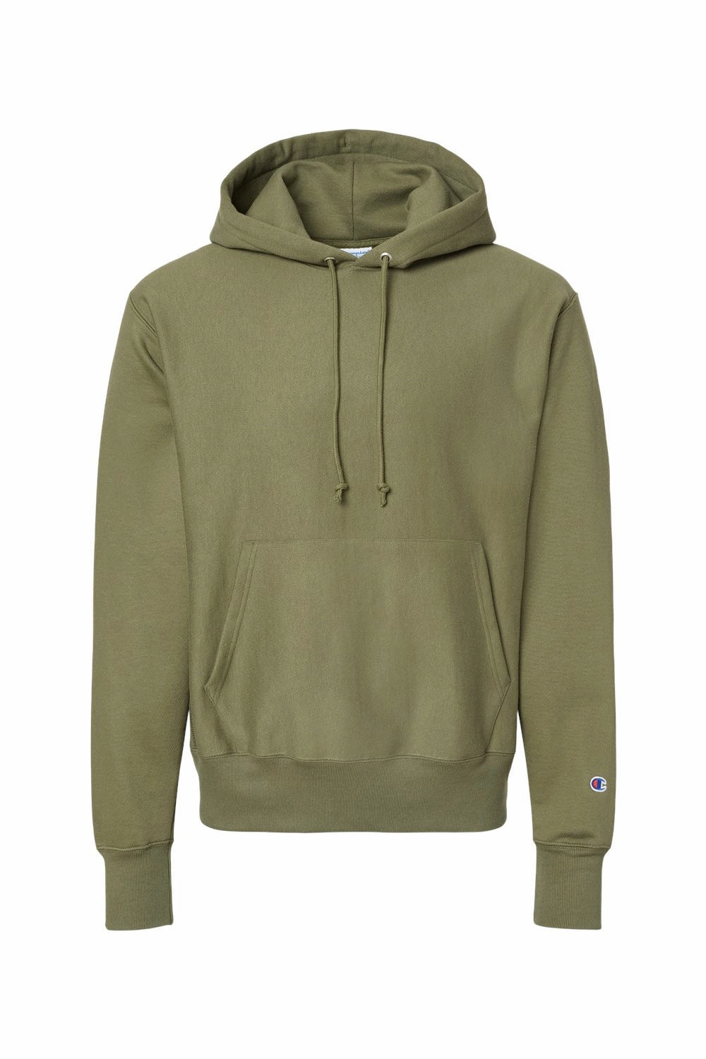 Champion Mens Shrink Resistant Hooded Sweatshirt Hoodie w/ Pouch Pocket - Fresh Olive Green