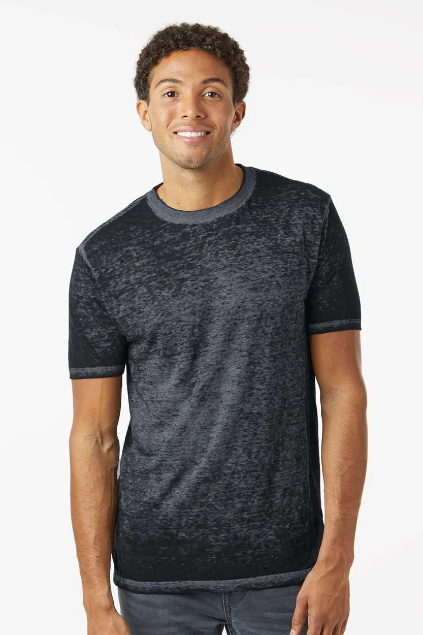 Colortone Mens Acid Wash Burnout Short Sleeve Crewneck T-Shirt - Twilight Black