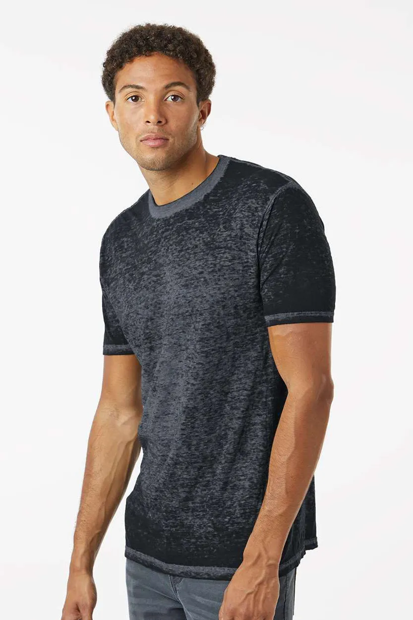 Colortone Mens Acid Wash Burnout Short Sleeve Crewneck T-Shirt - Twilight Black