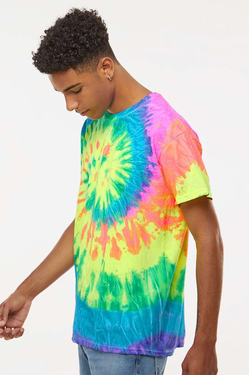 Colortone Mens Short Sleeve Crewneck T-Shirt - Neon Rainbow