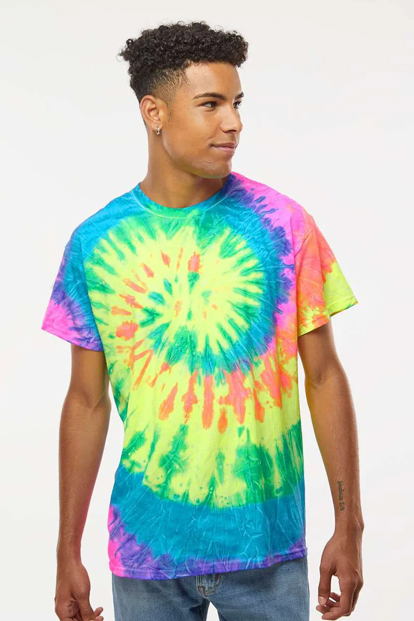 Colortone Mens Short Sleeve Crewneck T-Shirt - Neon Rainbow