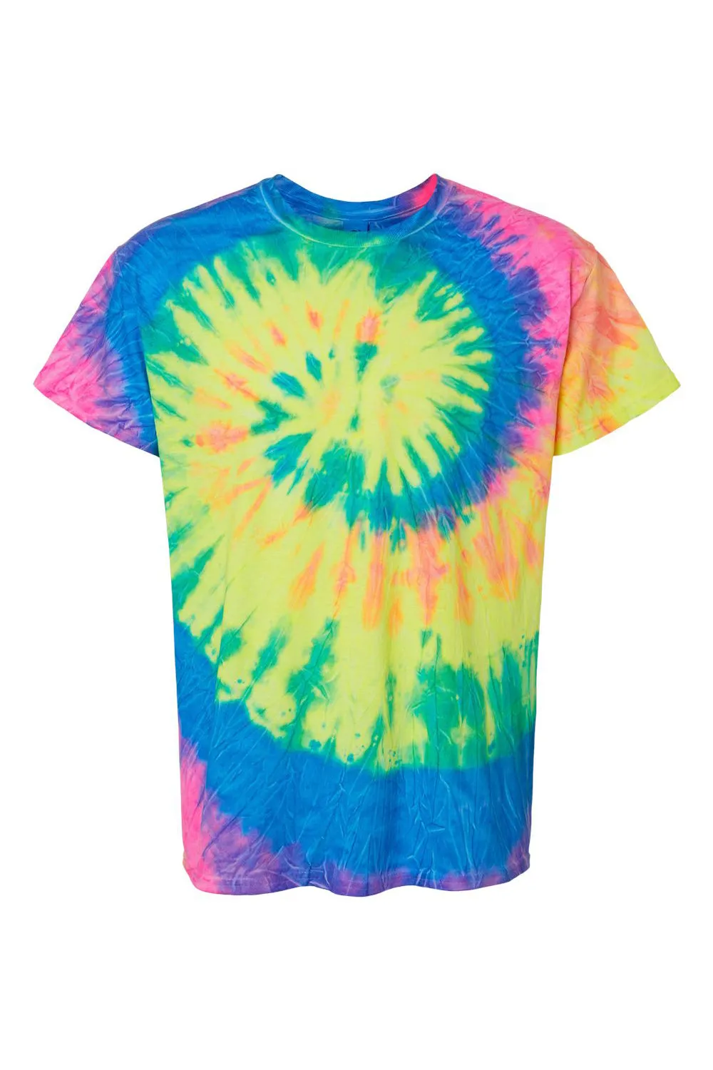 Colortone Mens Short Sleeve Crewneck T-Shirt - Neon Rainbow