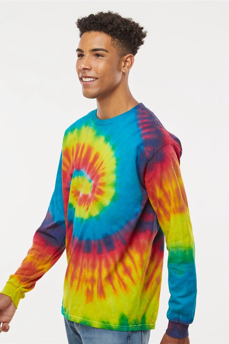 Colortone Mens Long Sleeve Crewneck T-Shirt - Reactive Rainbow