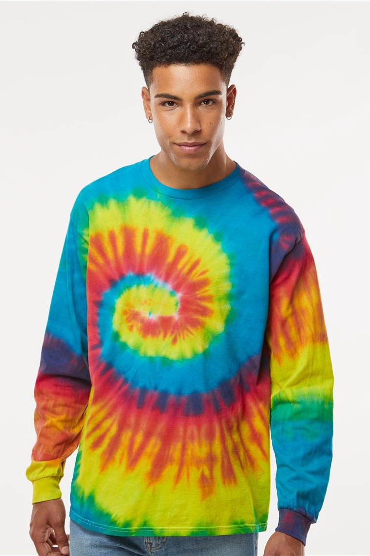 Colortone Mens Long Sleeve Crewneck T-Shirt - Reactive Rainbow