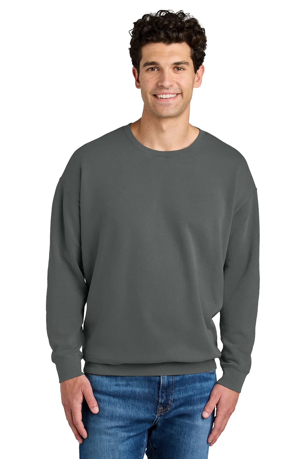 Comfort Colors Mens Garment Dyed Fleece Crewneck Sweatshirt - Pepper Grey