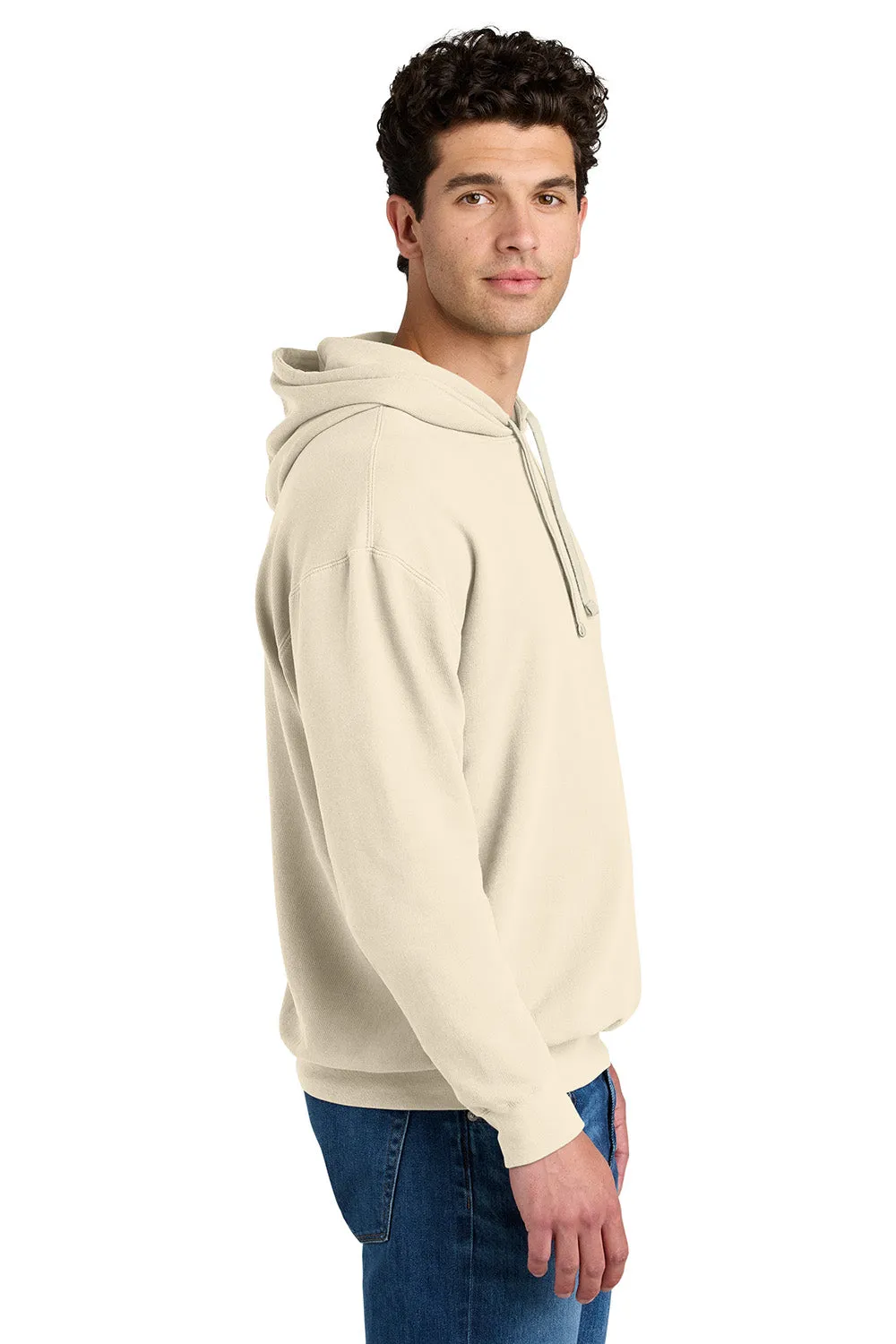 Comfort Colors Mens Garment Dyed Fleece Hooded Sweatshirt Hoodie - Ivory