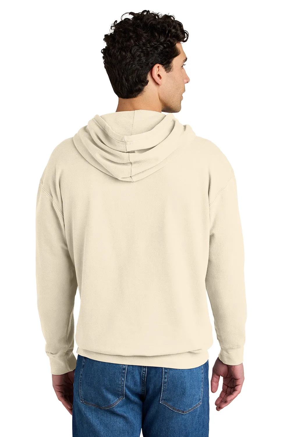 Comfort Colors Mens Garment Dyed Fleece Hooded Sweatshirt Hoodie - Ivory