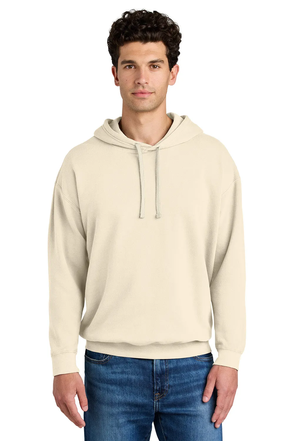 Comfort Colors Mens Garment Dyed Fleece Hooded Sweatshirt Hoodie - Ivory