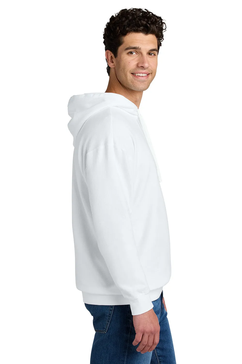 Comfort Colors Mens Garment Dyed Fleece Hooded Sweatshirt Hoodie - White