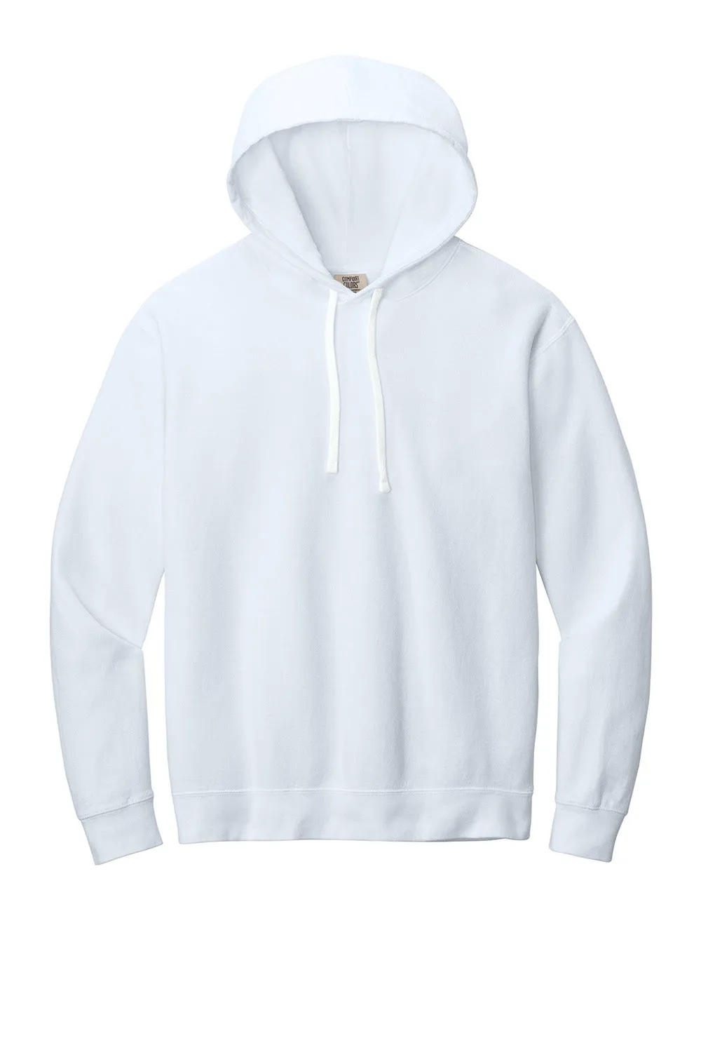 Comfort Colors Mens Garment Dyed Fleece Hooded Sweatshirt Hoodie - White