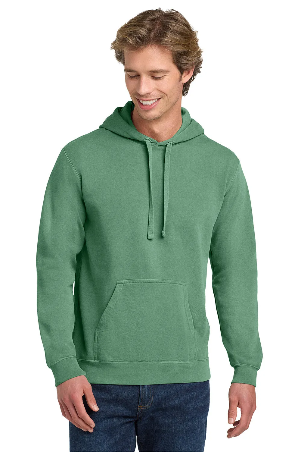 Comfort Colors Mens Hooded Sweatshirt Hoodie w/ Pouch Pocket - Light Green