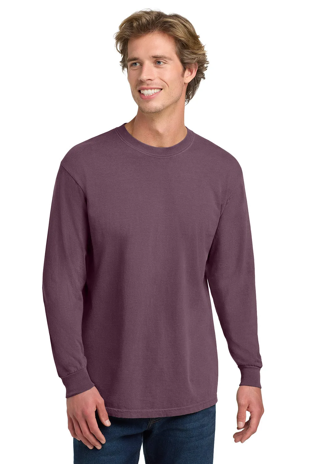 Comfort Colors Mens Long Sleeve Crewneck T-Shirt - Berry