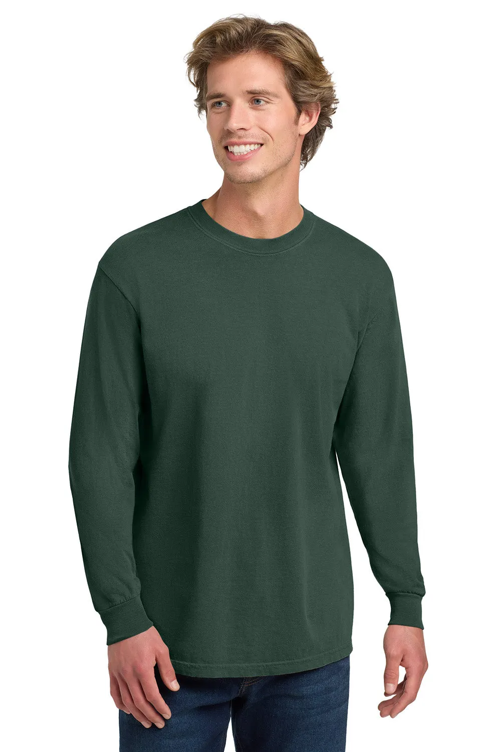 Comfort Colors Mens Long Sleeve Crewneck T-Shirt - Blue Spruce