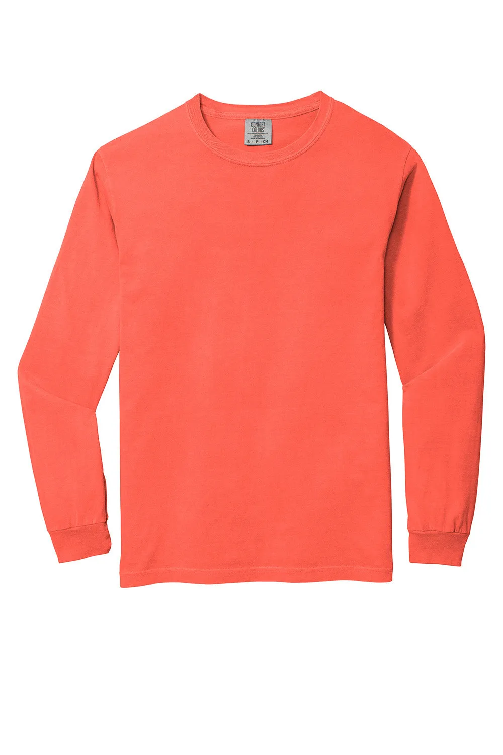 Comfort Colors Mens Long Sleeve Crewneck T-Shirt - Bright Salmon Orange