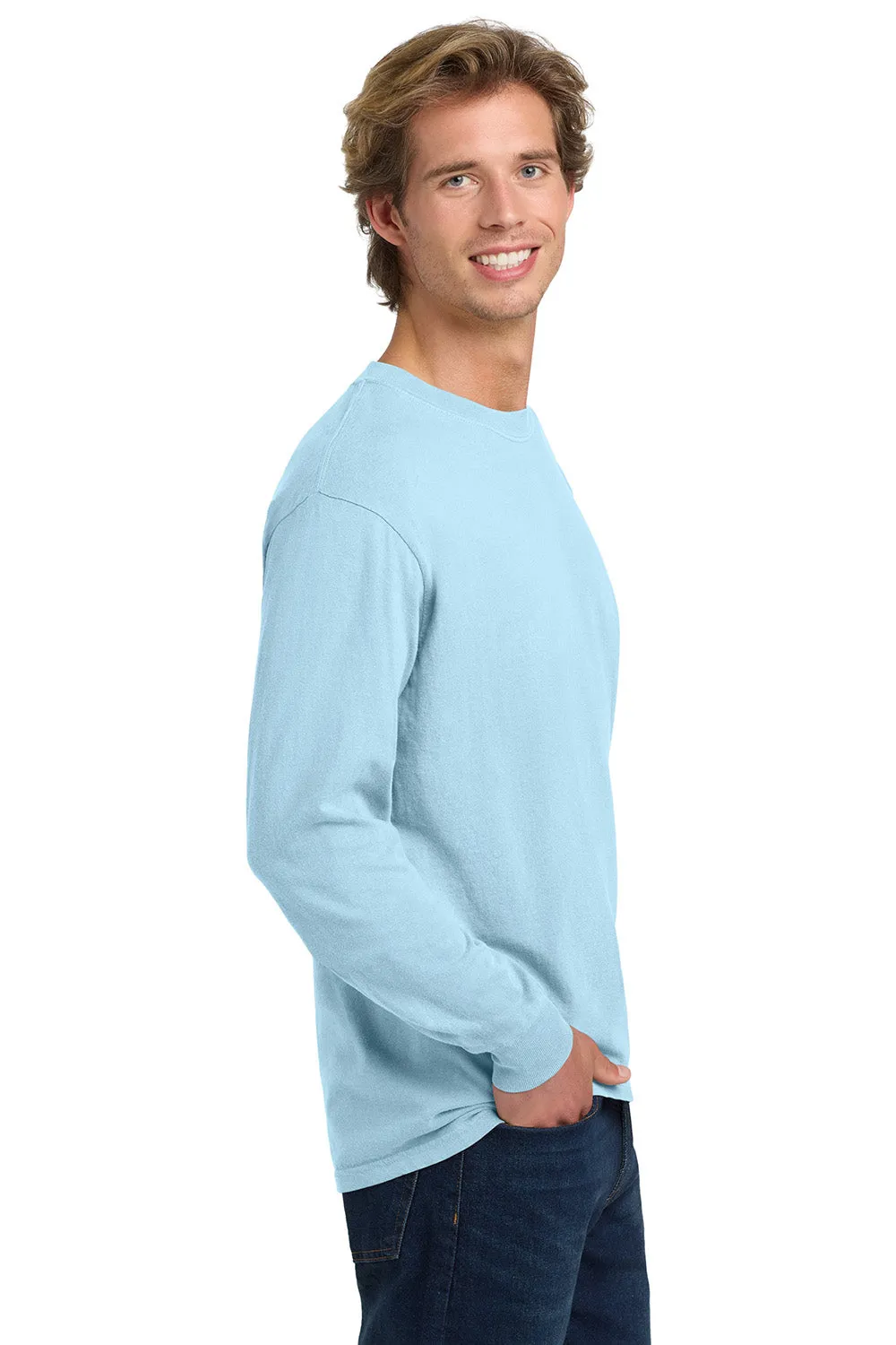 Comfort Colors Mens Long Sleeve Crewneck T-Shirt - Chambray Blue