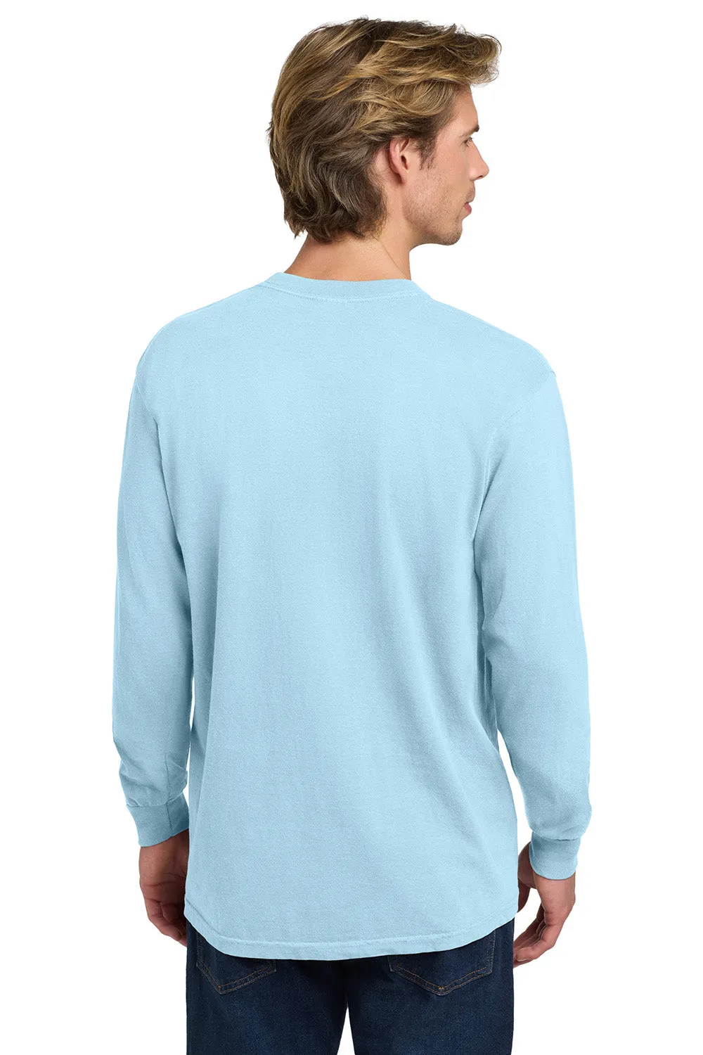Comfort Colors Mens Long Sleeve Crewneck T-Shirt - Chambray Blue
