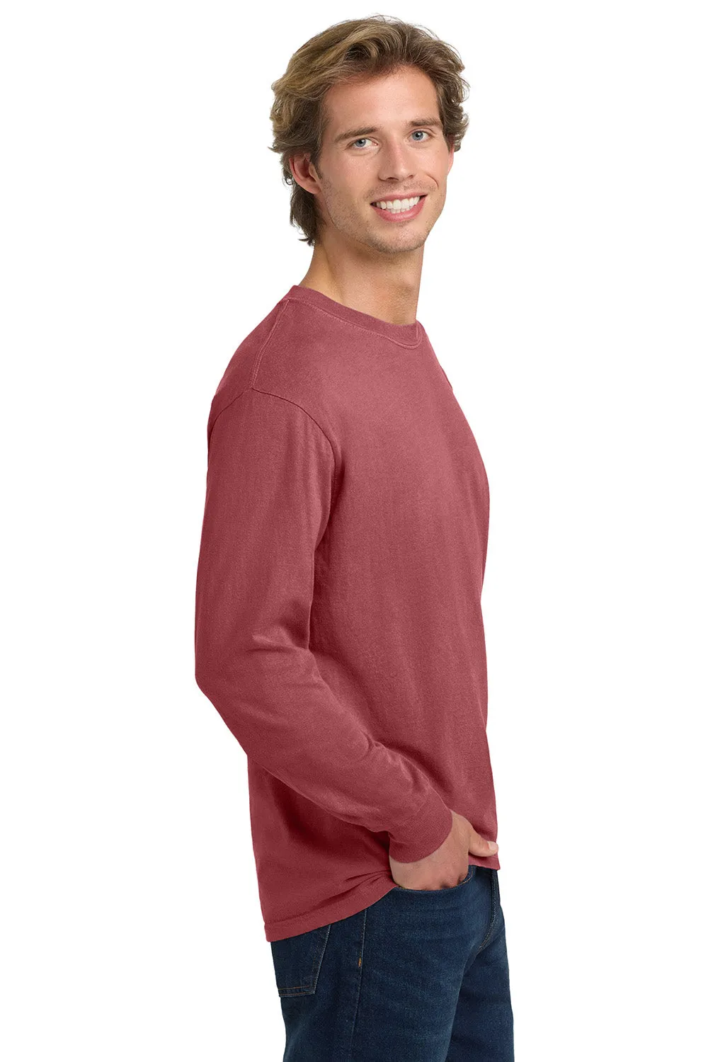 Comfort Colors Mens Long Sleeve Crewneck T-Shirt - Crimson Red