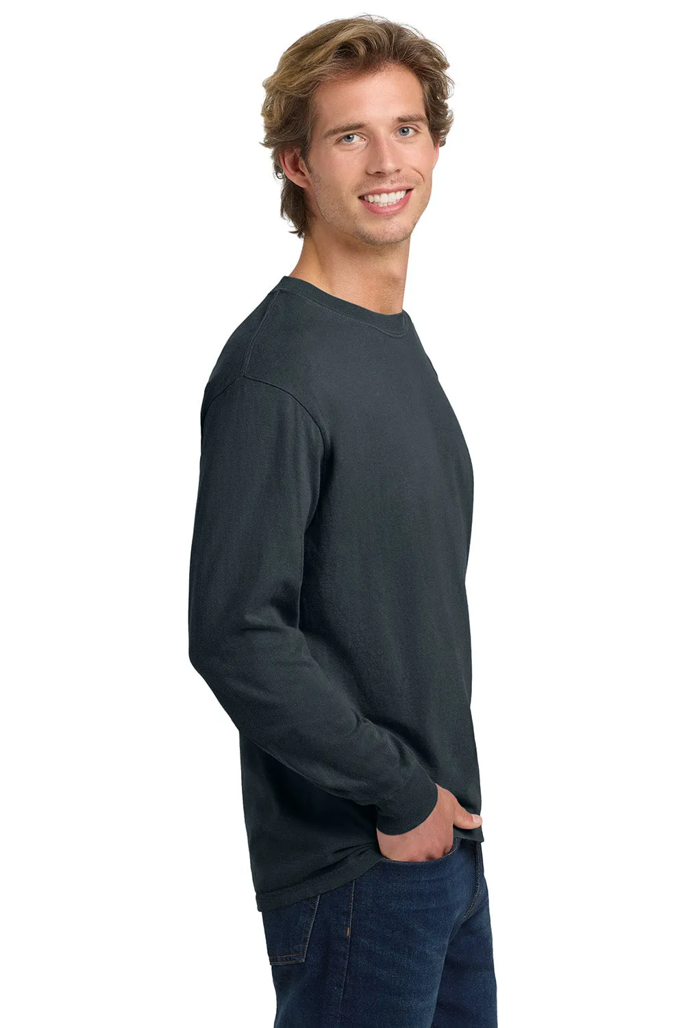 Comfort Colors Mens Long Sleeve Crewneck T-Shirt - Denim Blue