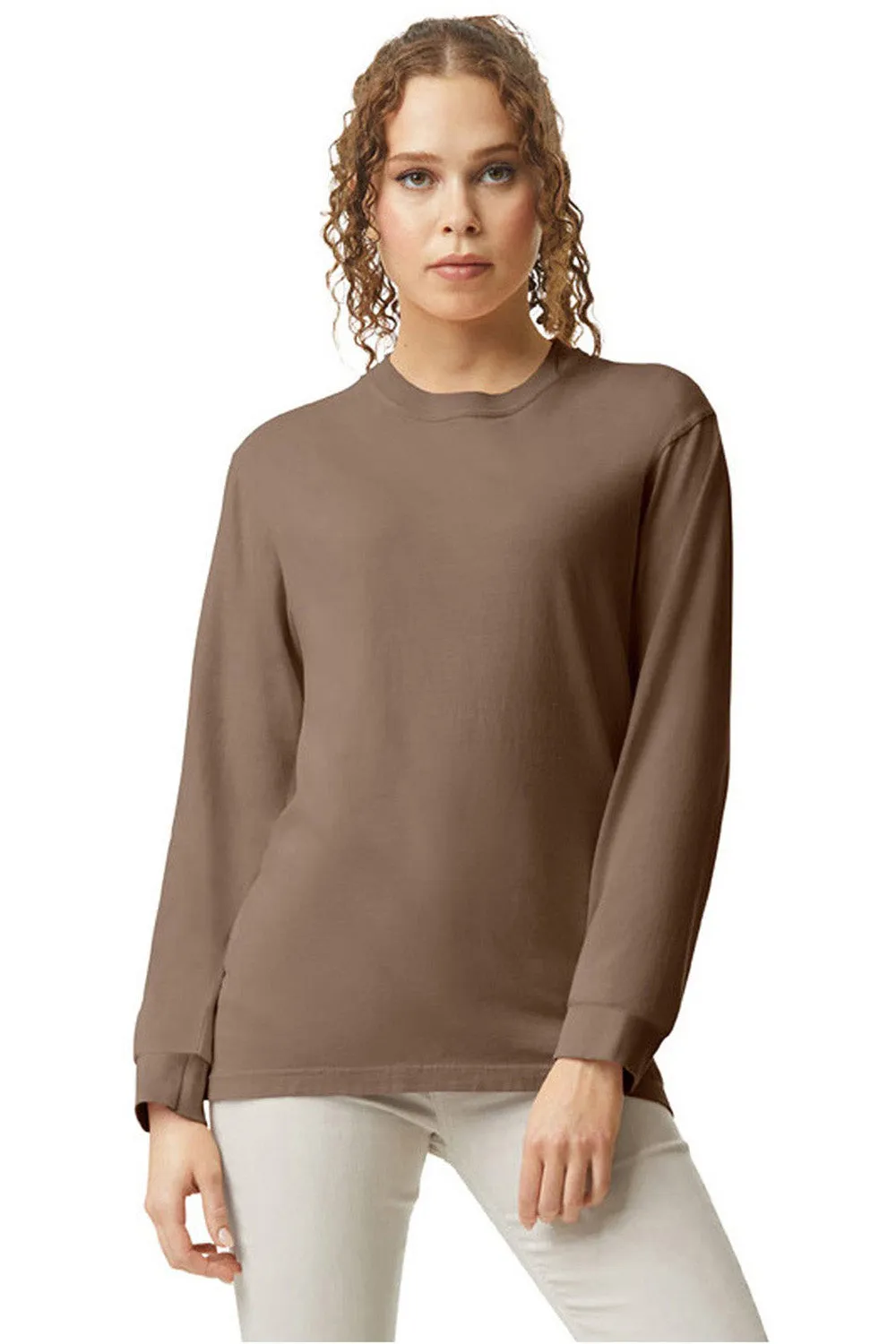Comfort Colors Mens Long Sleeve Crewneck T-Shirt - Espresso Brown