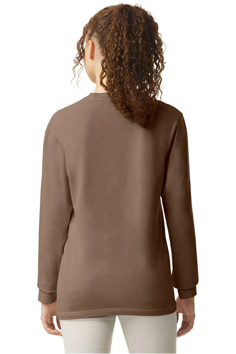 Comfort Colors Mens Long Sleeve Crewneck T-Shirt - Espresso Brown