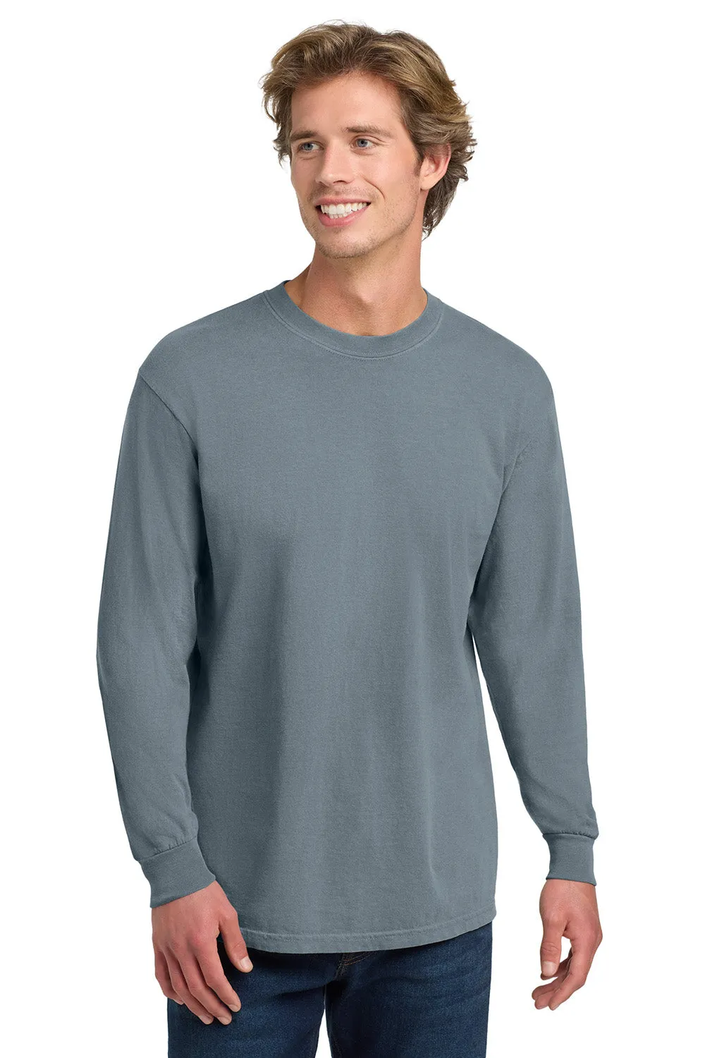 Comfort Colors Mens Long Sleeve Crewneck T-Shirt - Granite Grey