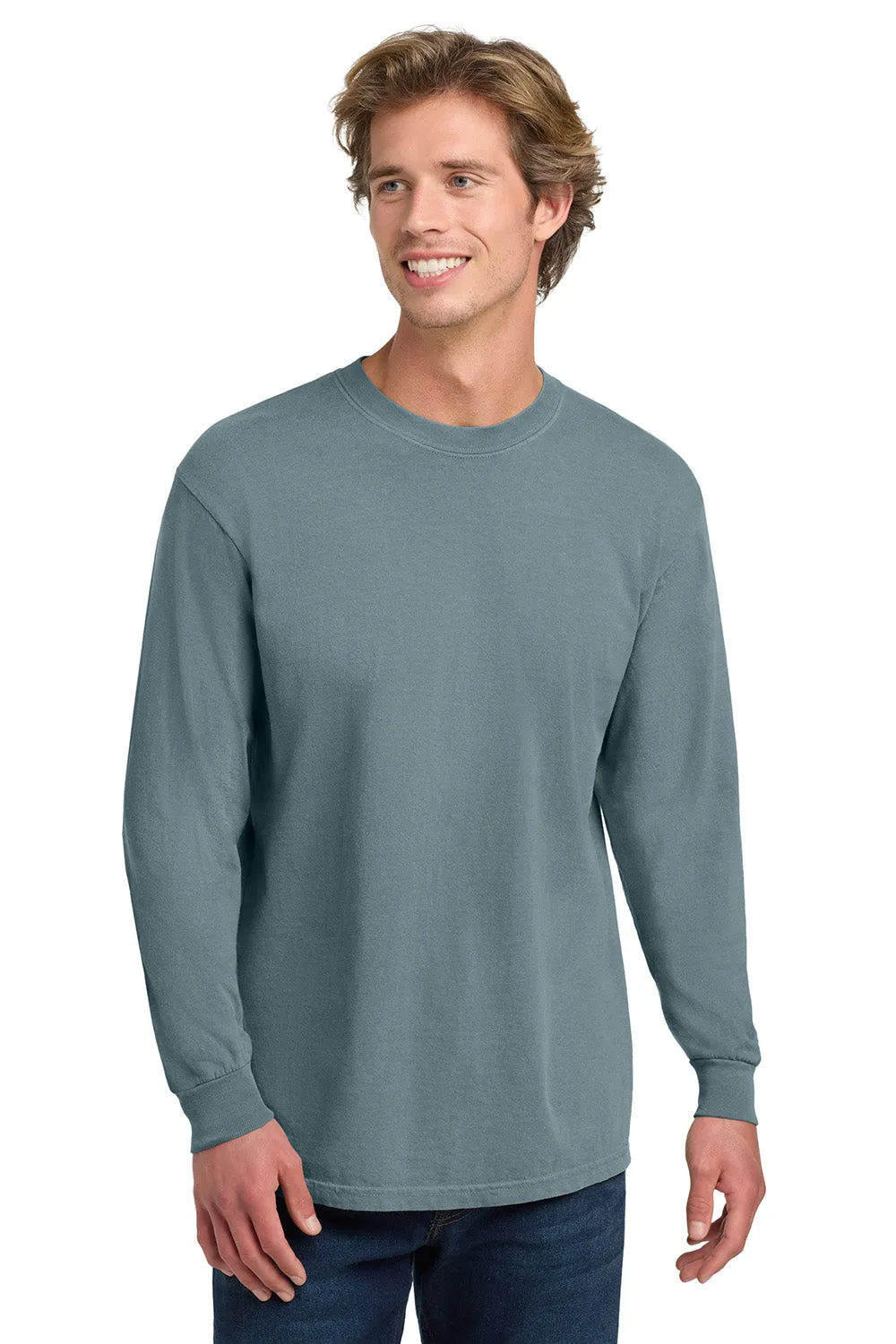 Comfort Colors Mens Long Sleeve Crewneck T-Shirt - Ice Blue