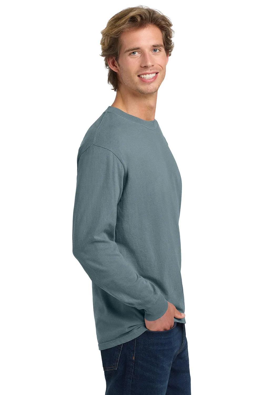 Comfort Colors Mens Long Sleeve Crewneck T-Shirt - Ice Blue